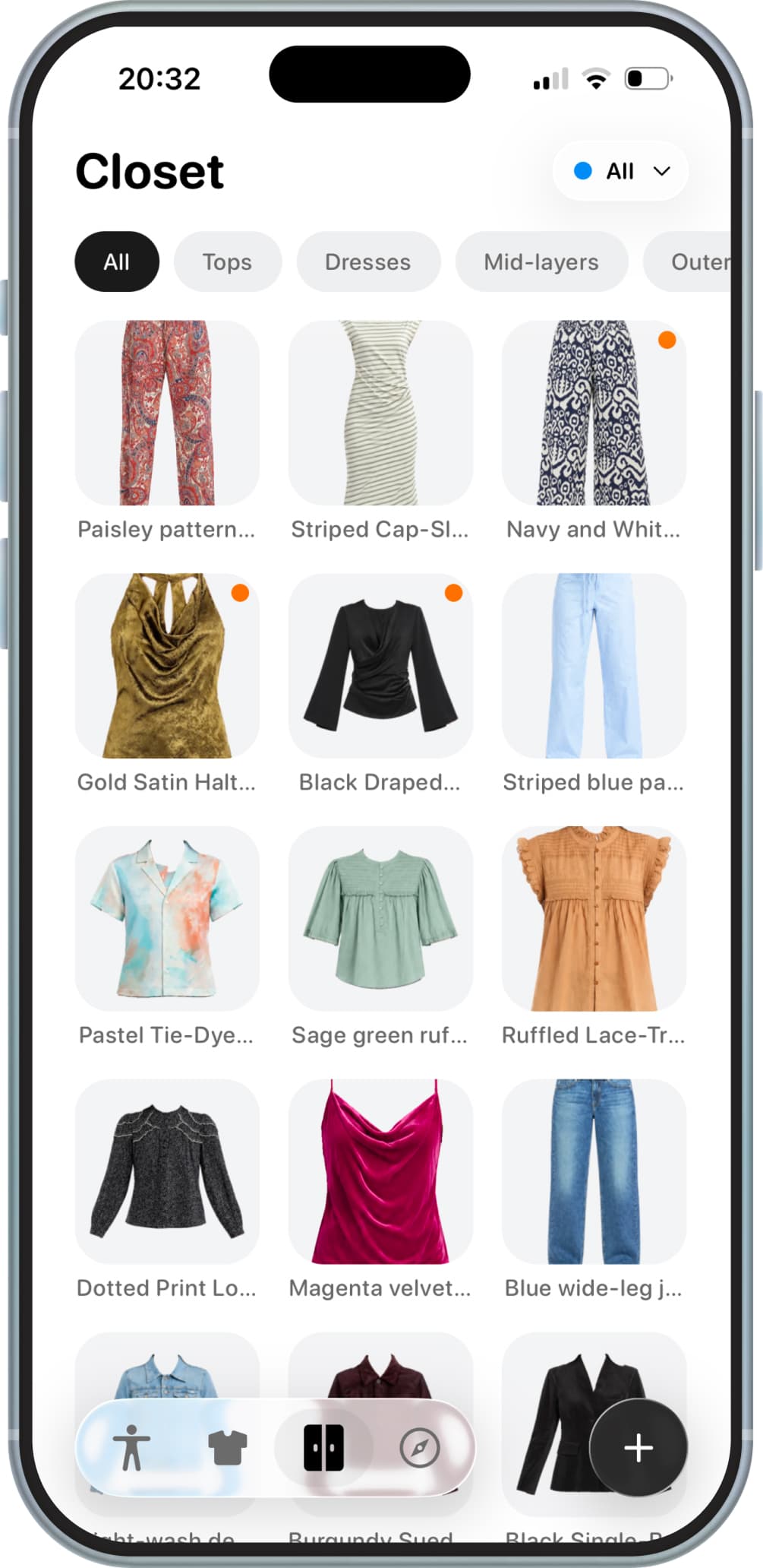 Your digital closet with colorful clothes